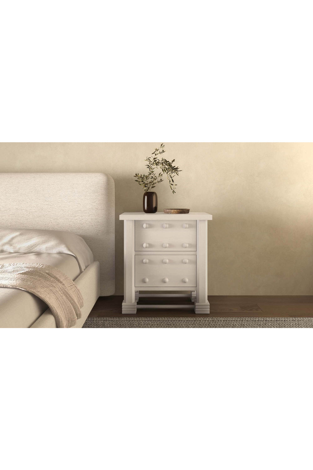 Modern European furniture - Whitewashed 2-Drawer Nightstand - www.oroa.com