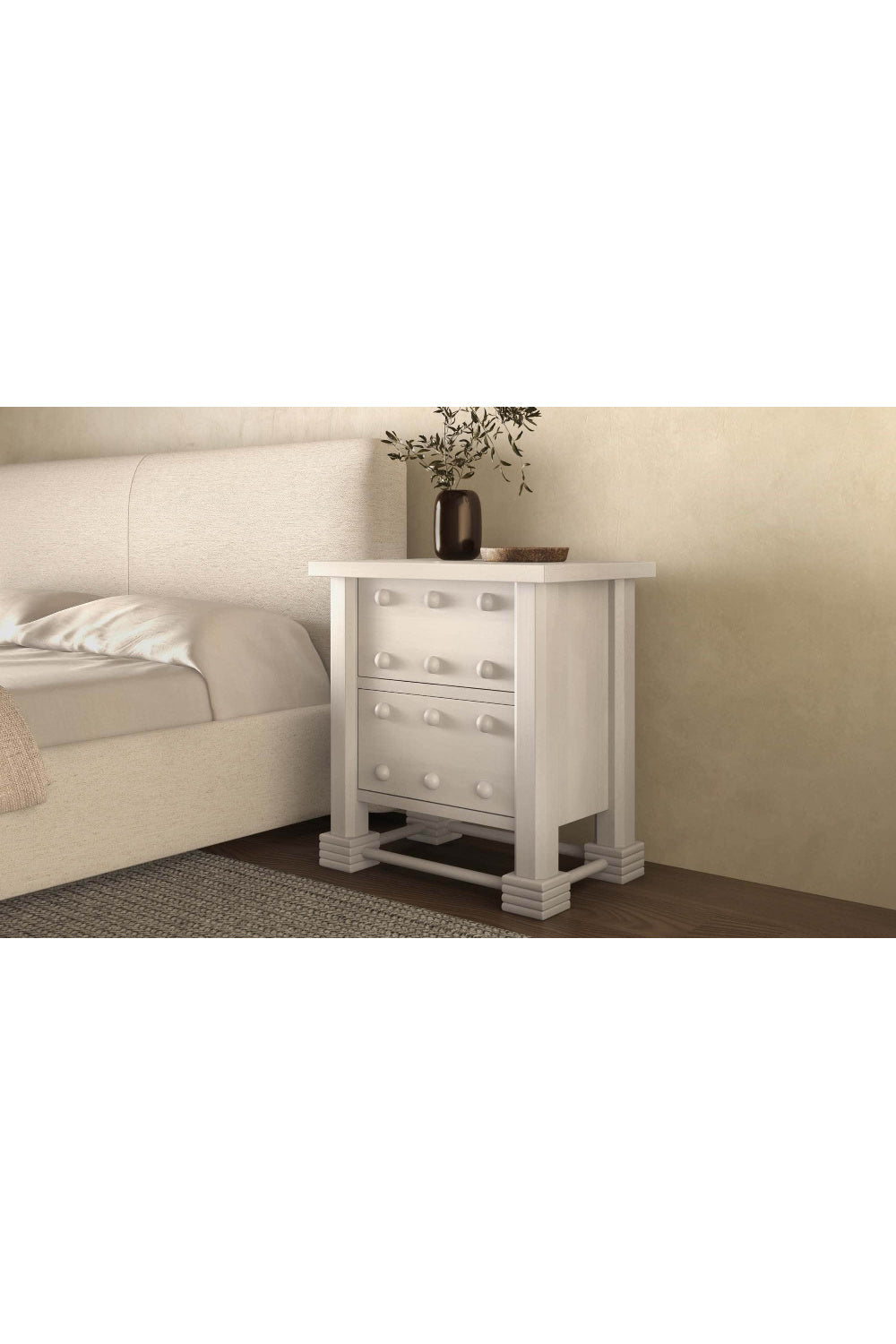 Modern European furniture - Whitewashed 2-Drawer Nightstand - www.oroa.com