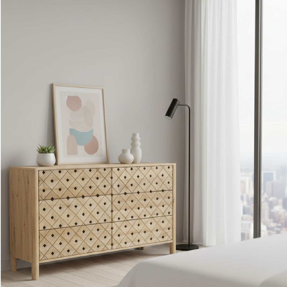 Modern European furniture - 6-Drawer Mango Wood Dresser - www.oroa.com