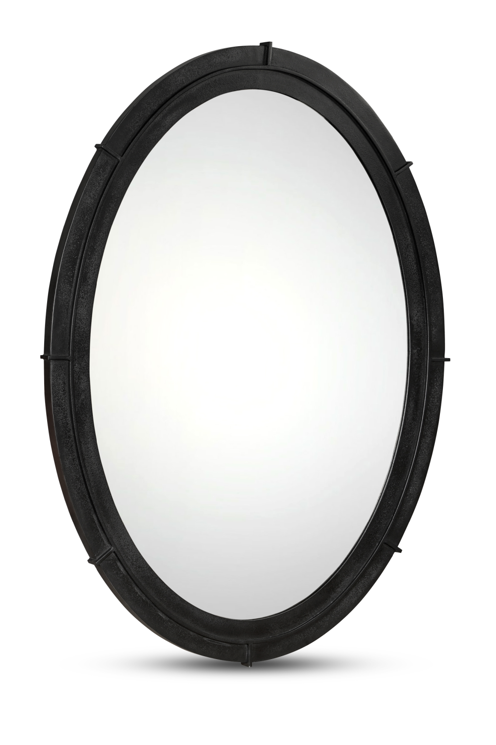 Modern European furniture - Aged Black Oval Mirror - www.oroa.com