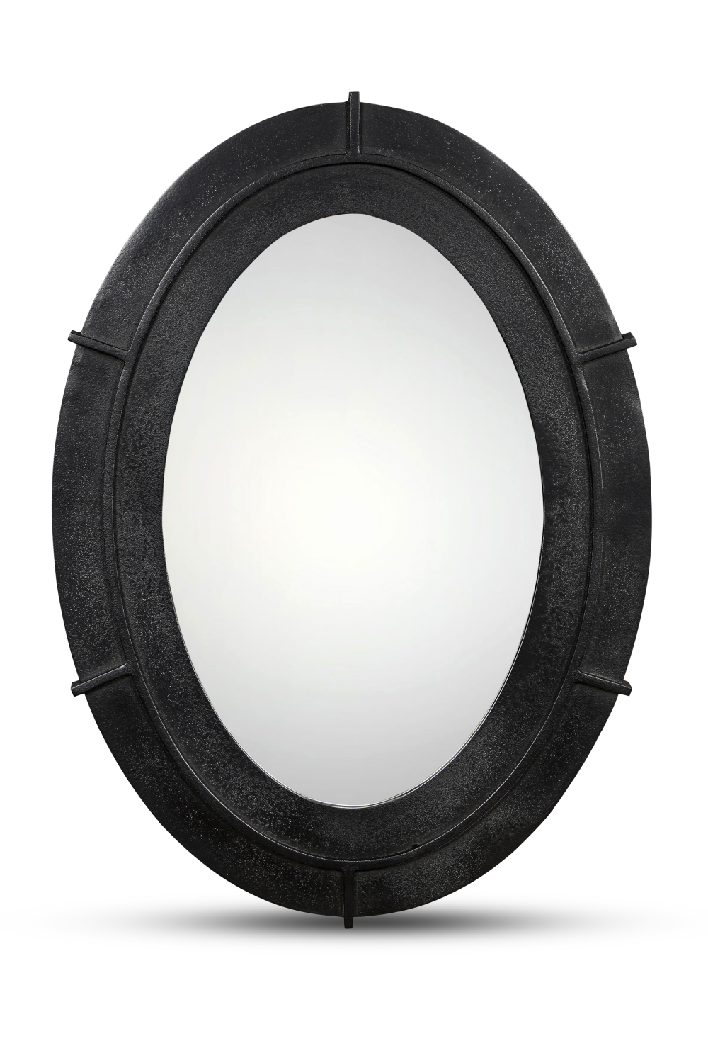 Modern European furniture - Aged Black Oval Mirror - www.oroa.com