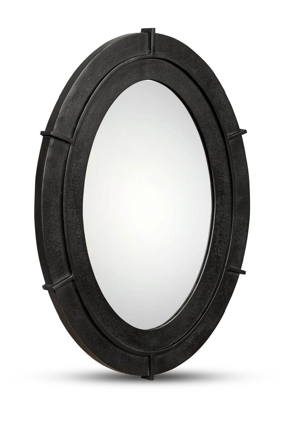 Modern European furniture - Aged Black Oval Mirror - www.oroa.com