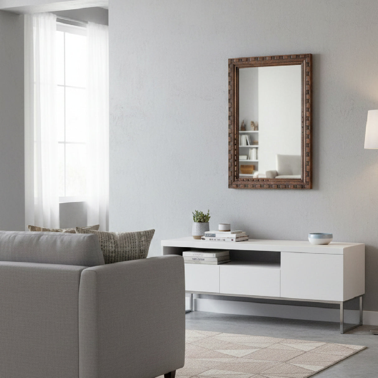 Modern European furniture - Brown Mango Wood Mirror - www.oroa.com