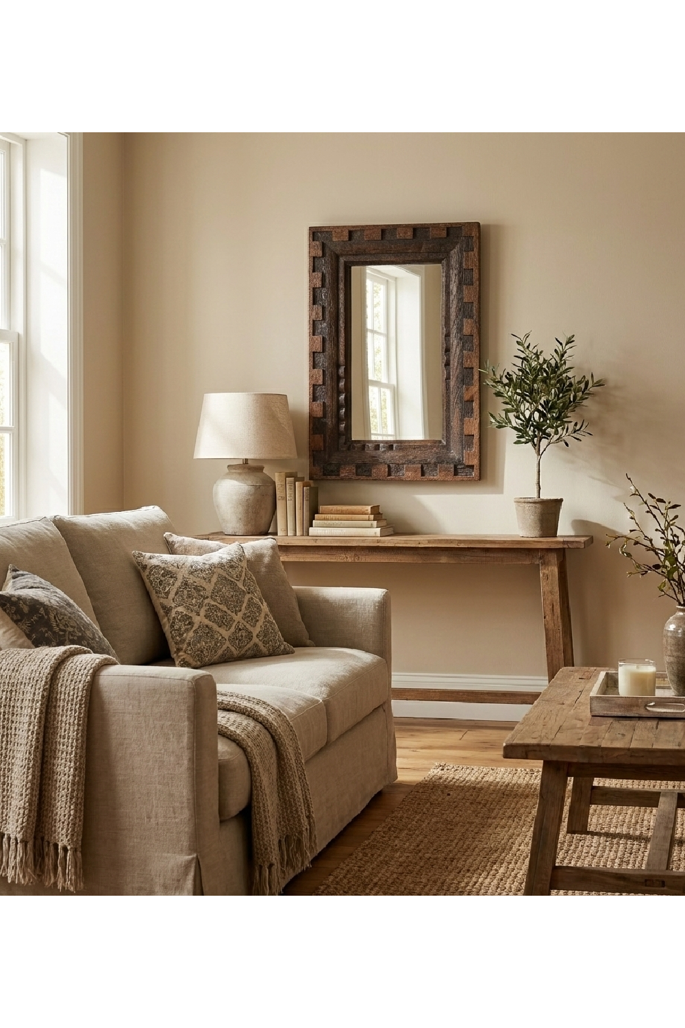 Brown Mango Wood Mirror | Novi Living Holland | Oroa.com