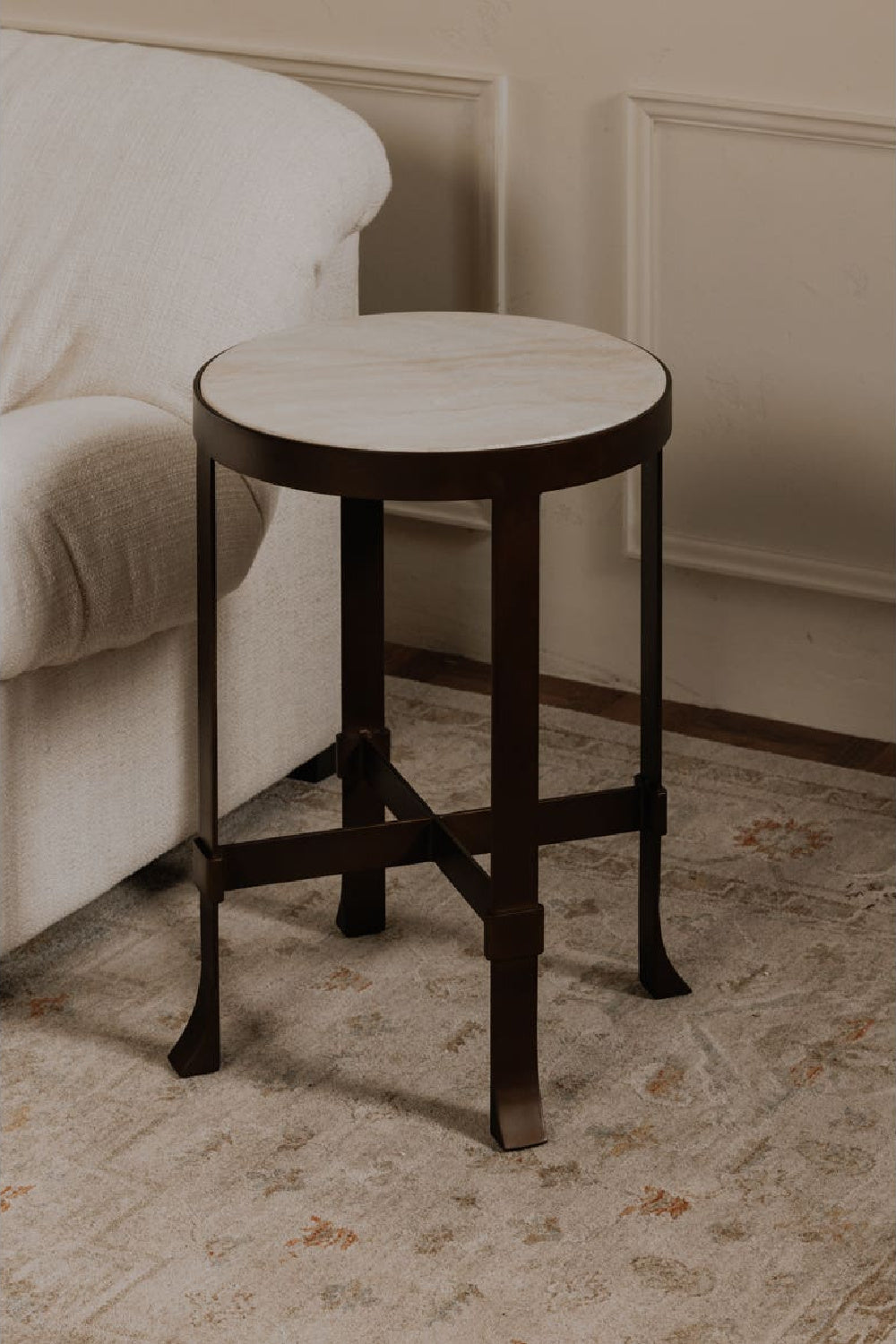 Round Travertine Accent Table | Novi Living Holli | Oroa.com