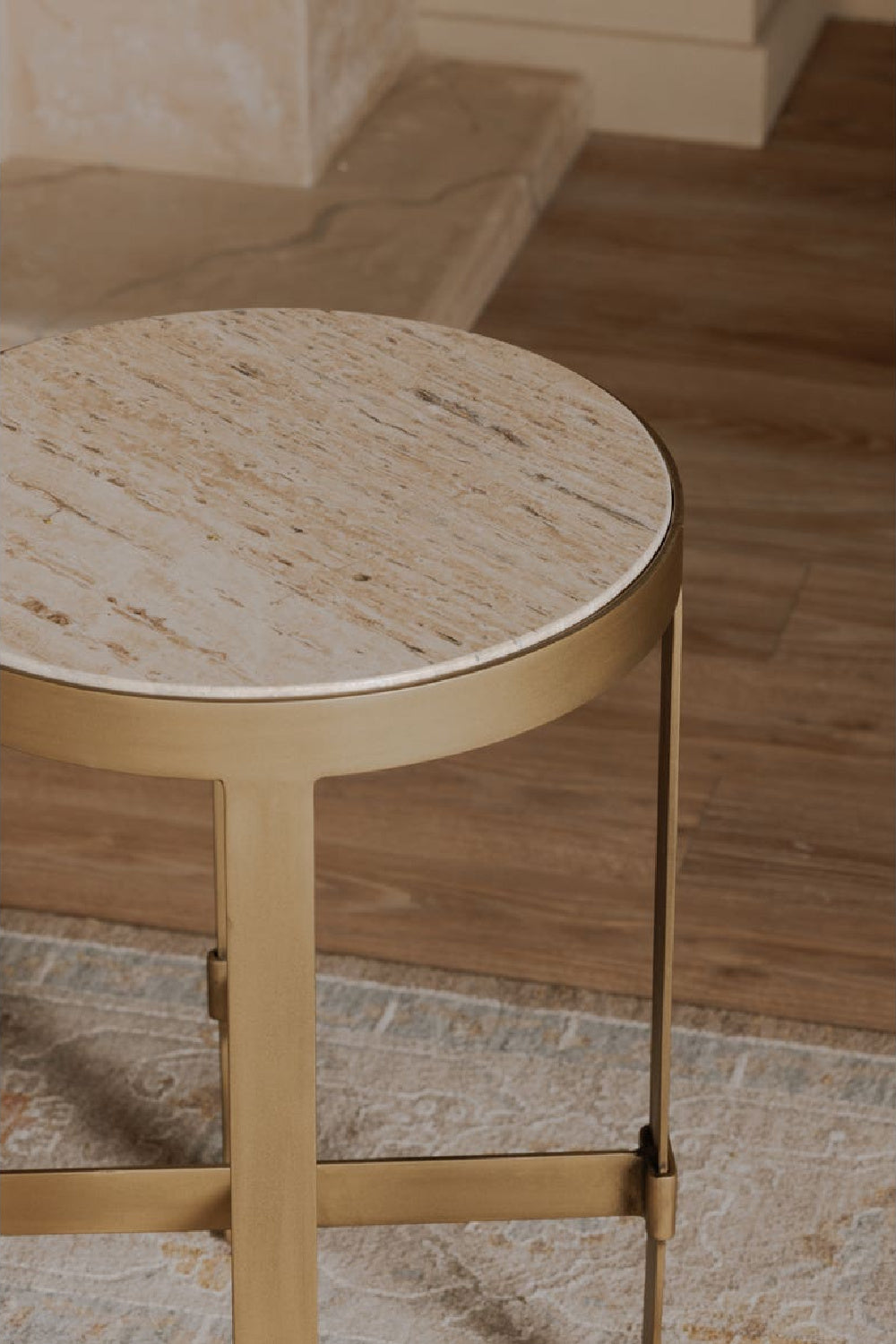 Round Travertine Accent Table | Novi Living Holli | Oroa.com