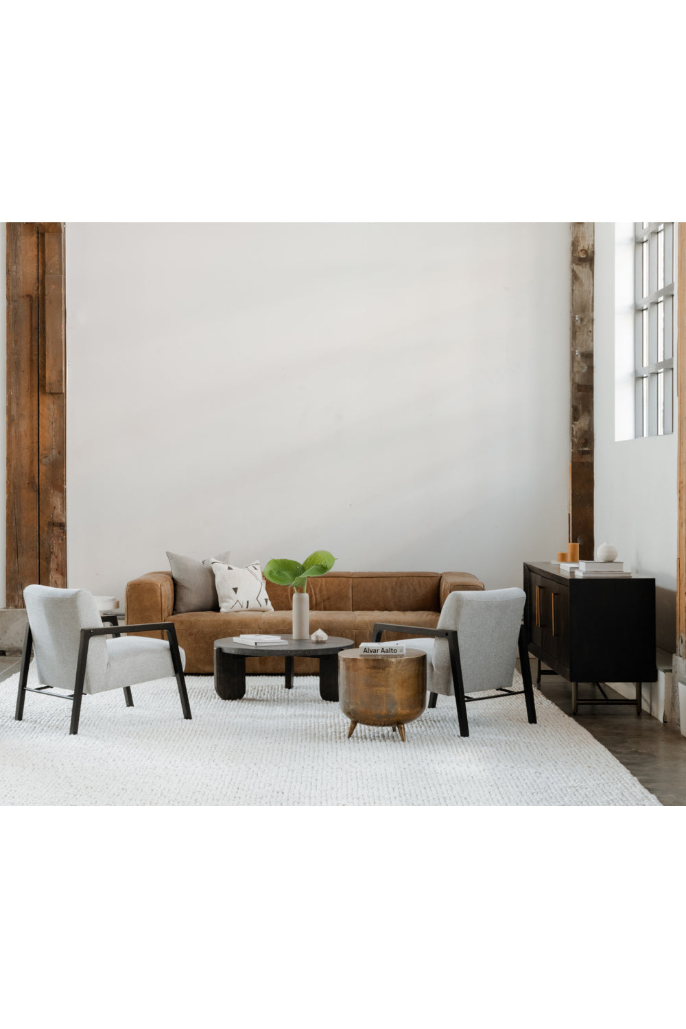 Modern European furniture - Brass Drum-Style Accent Table - www.oroa.com