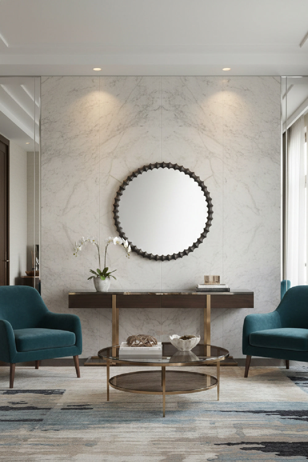 Modern European furniture - Black Round Mirror - www.oroa.com