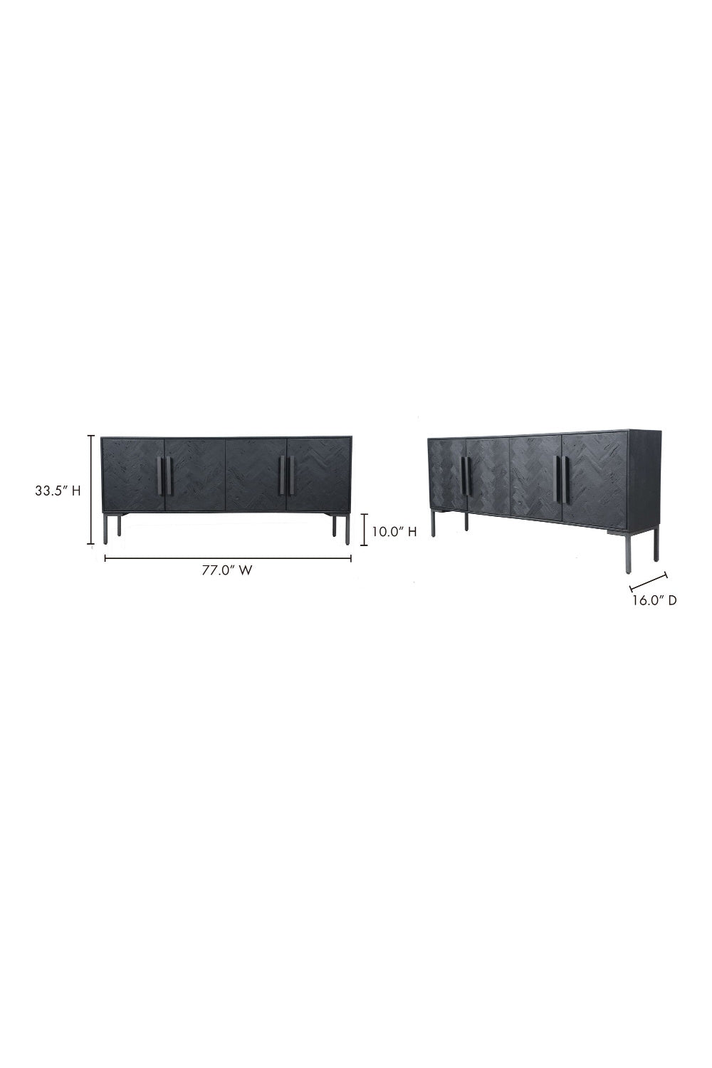 Modern European furniture - Black Herringbone 4-Door Sideboard - www.oroa.com