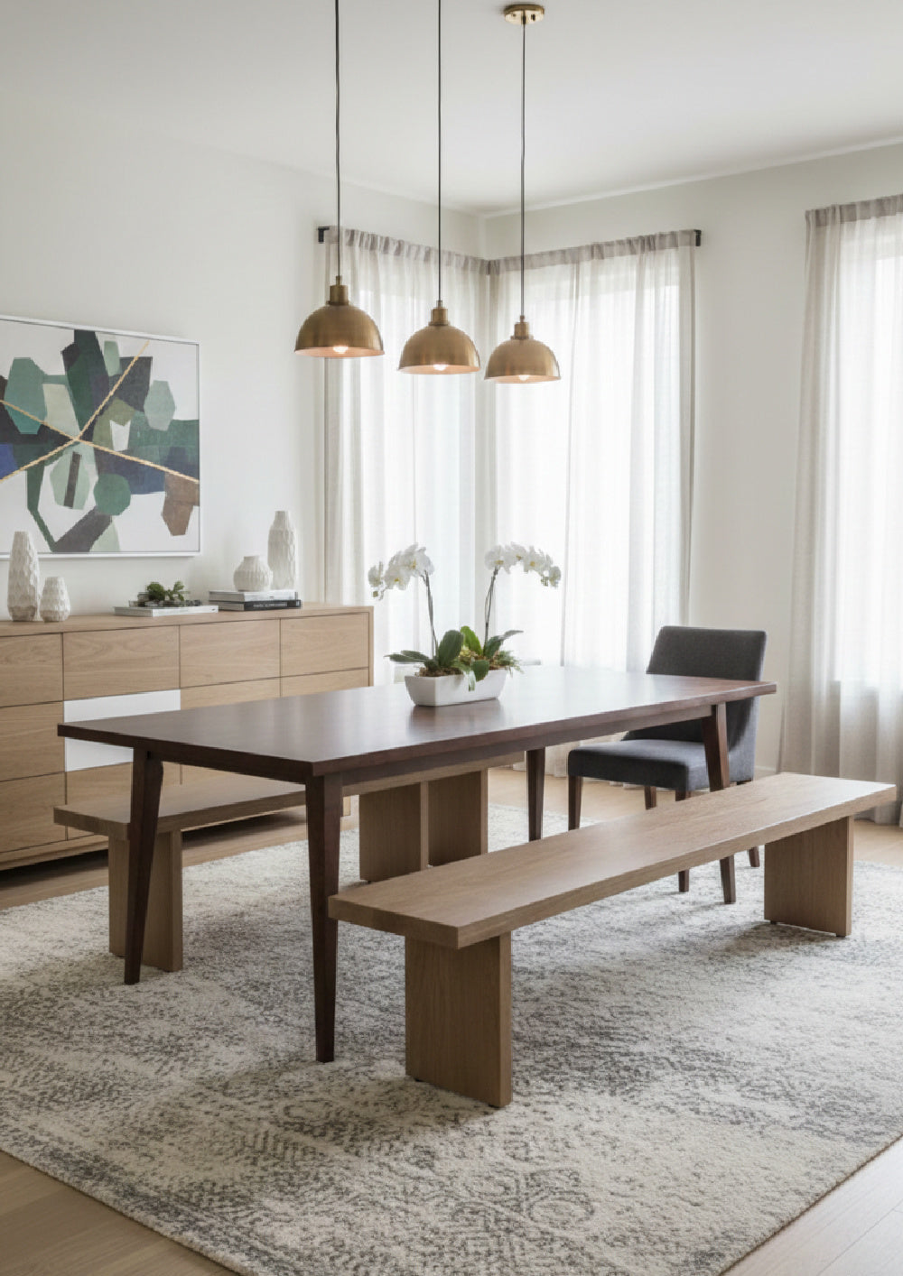 Modern European furniture - Sandblasted Oak Dining Bench - www.oroa.com