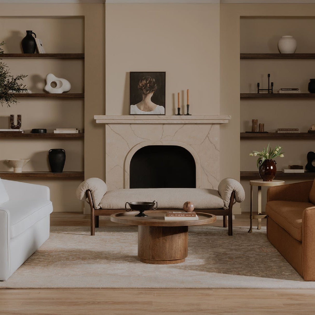 Round Tray Oak Coffee Table | Novi Living Cohen