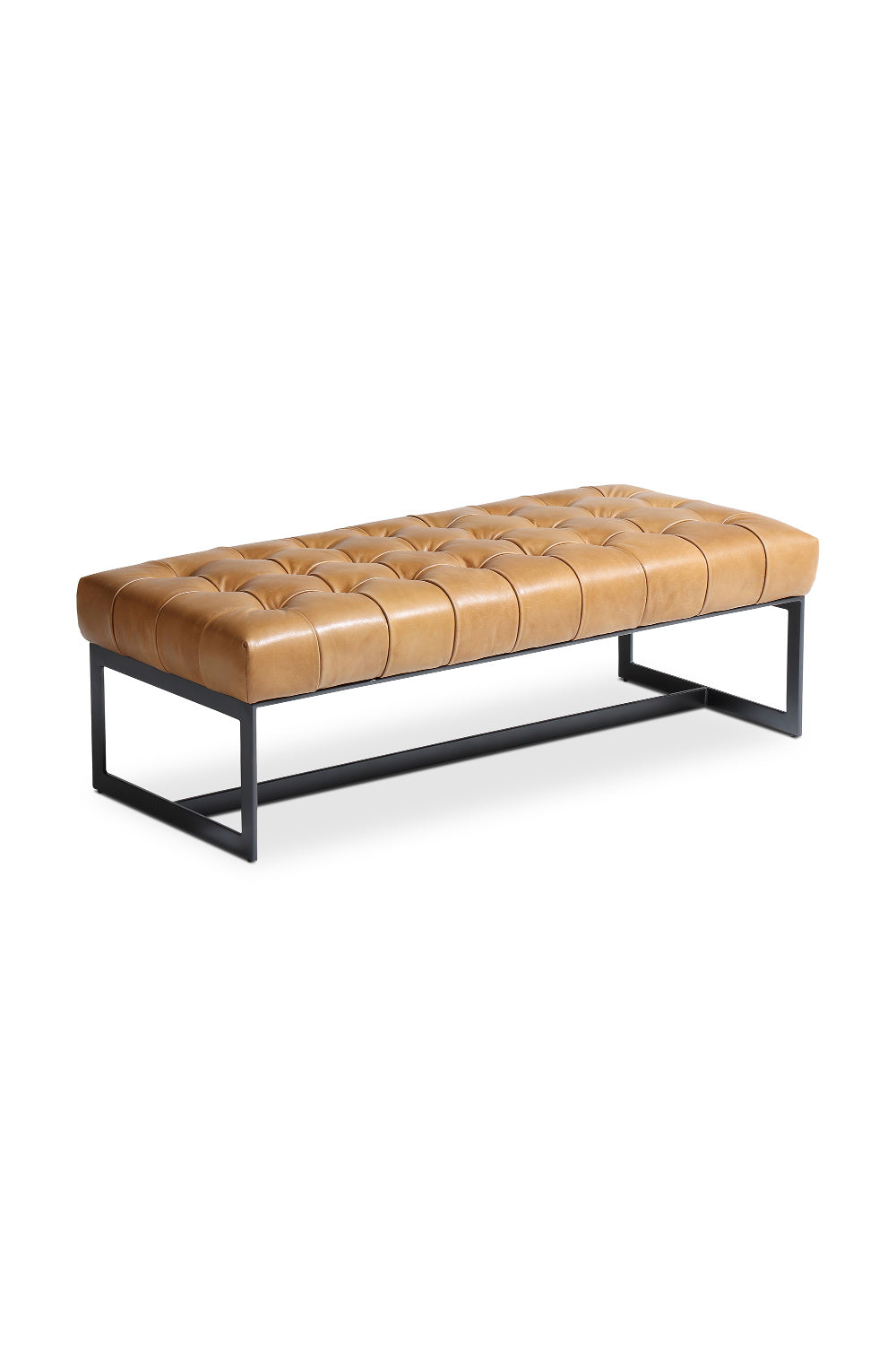 Modern European furniture - Tan Leather Tufted Bench - www.oroa.com