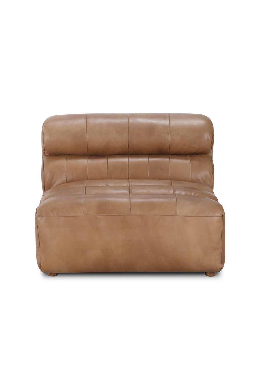 Ribbed Tan Leather Slipper Chair | Novi Living Ramsay | Oroa.com
