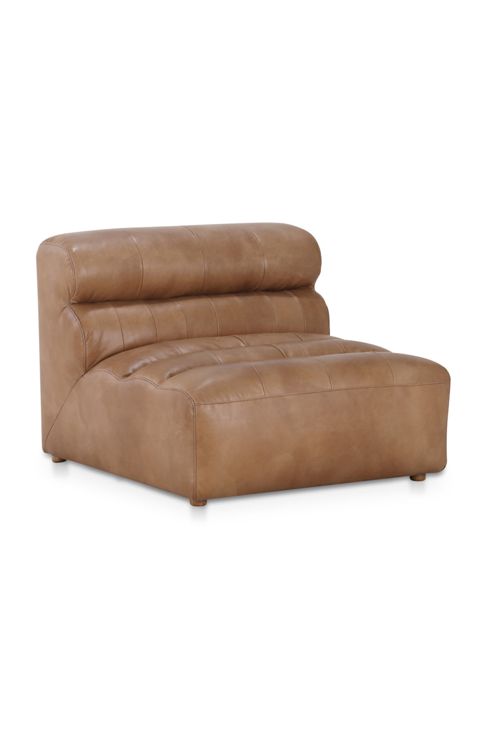 Ribbed Tan Leather Slipper Chair | Novi Living Ramsay | Oroa.com