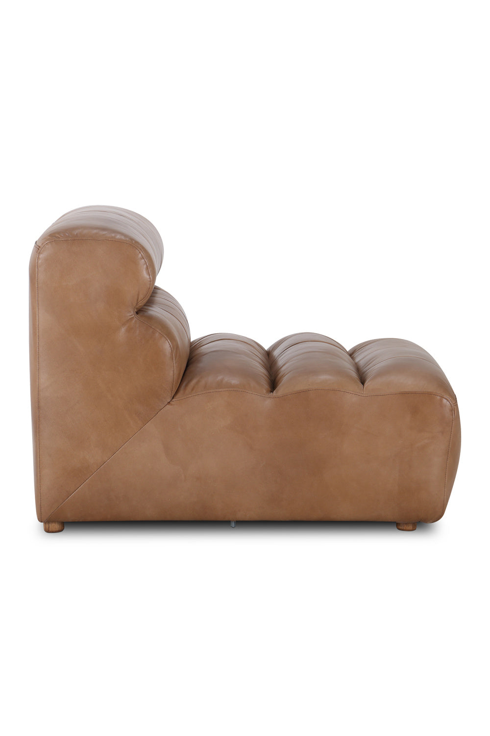 Ribbed Tan Leather Slipper Chair | Novi Living Ramsay | Oroa.com
