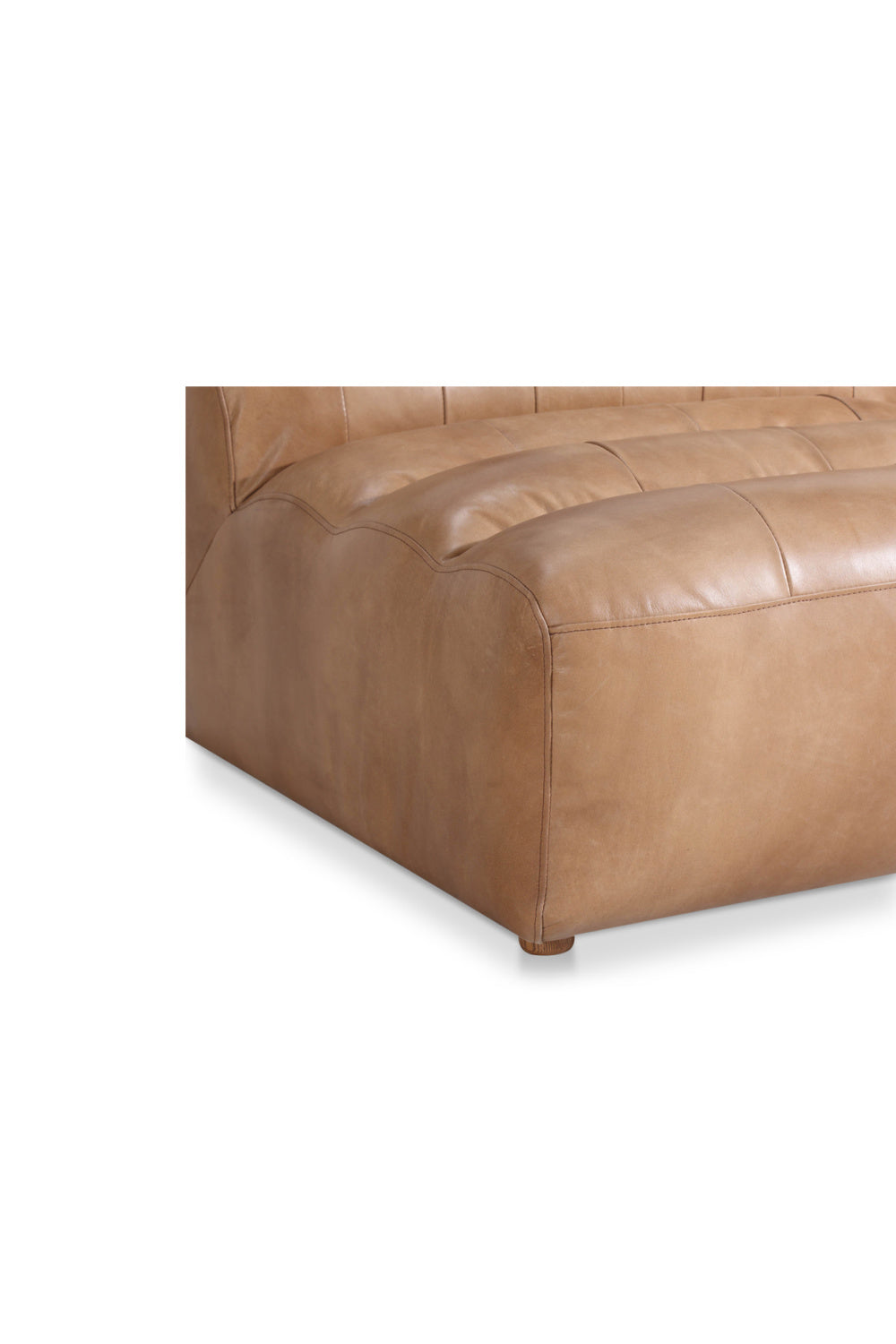 Ribbed Tan Leather Slipper Chair | Novi Living Ramsay | Oroa.com
