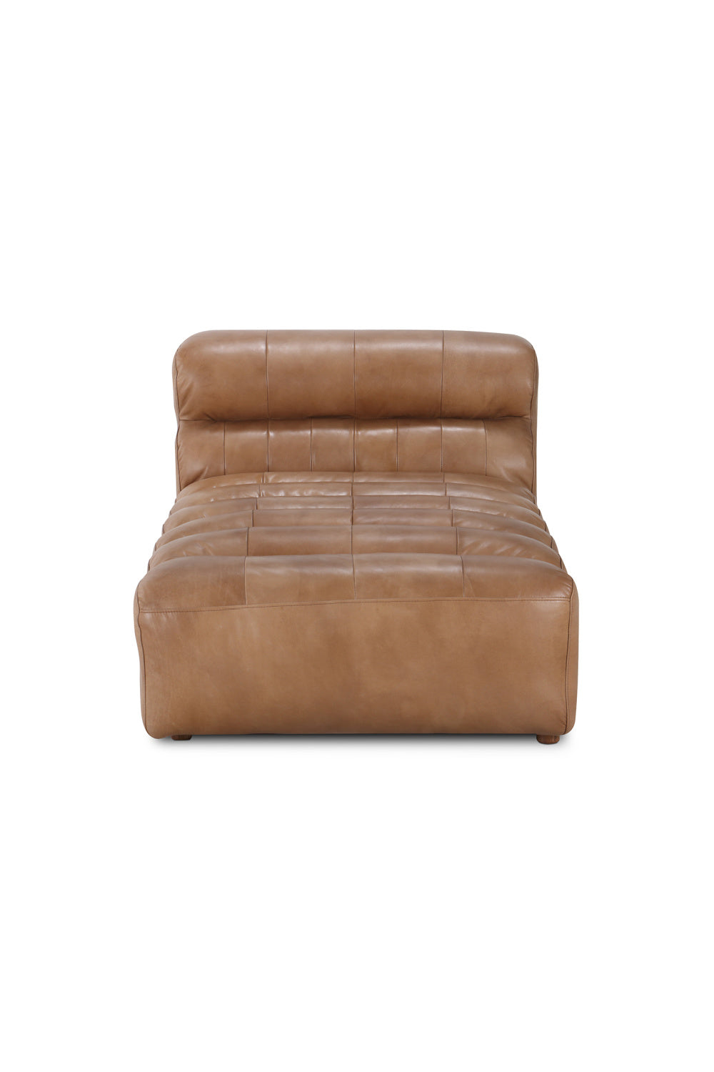 Ribbed Tan Leather Chaise Lounge | Novi Living Ramsay | Oroa.com