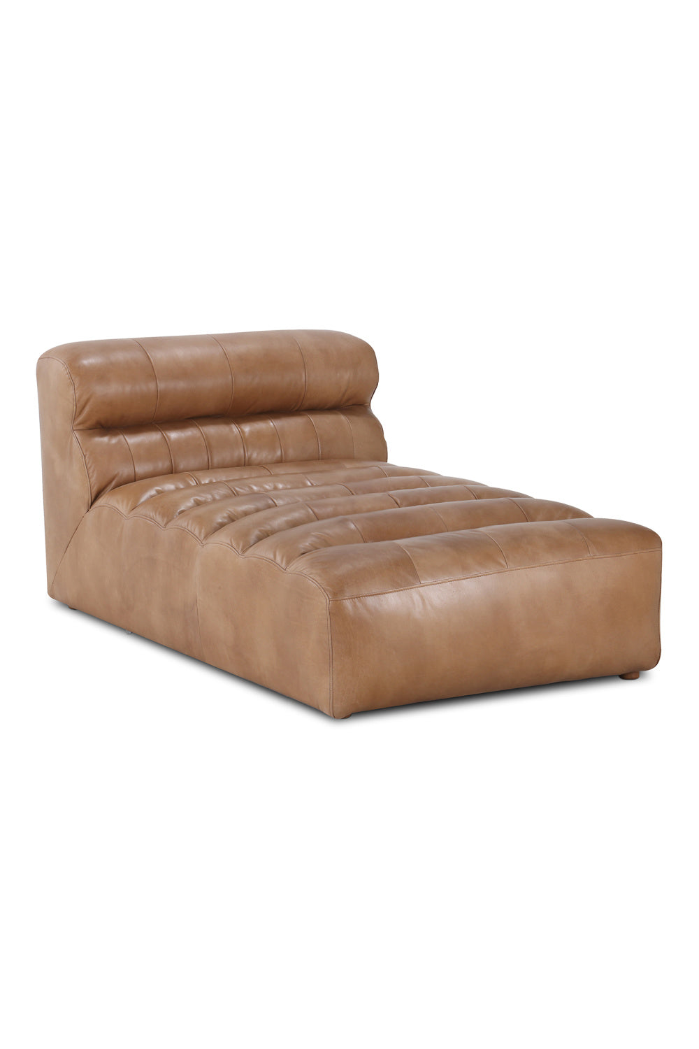 Ribbed Tan Leather Chaise Lounge | Novi Living Ramsay | Oroa.com