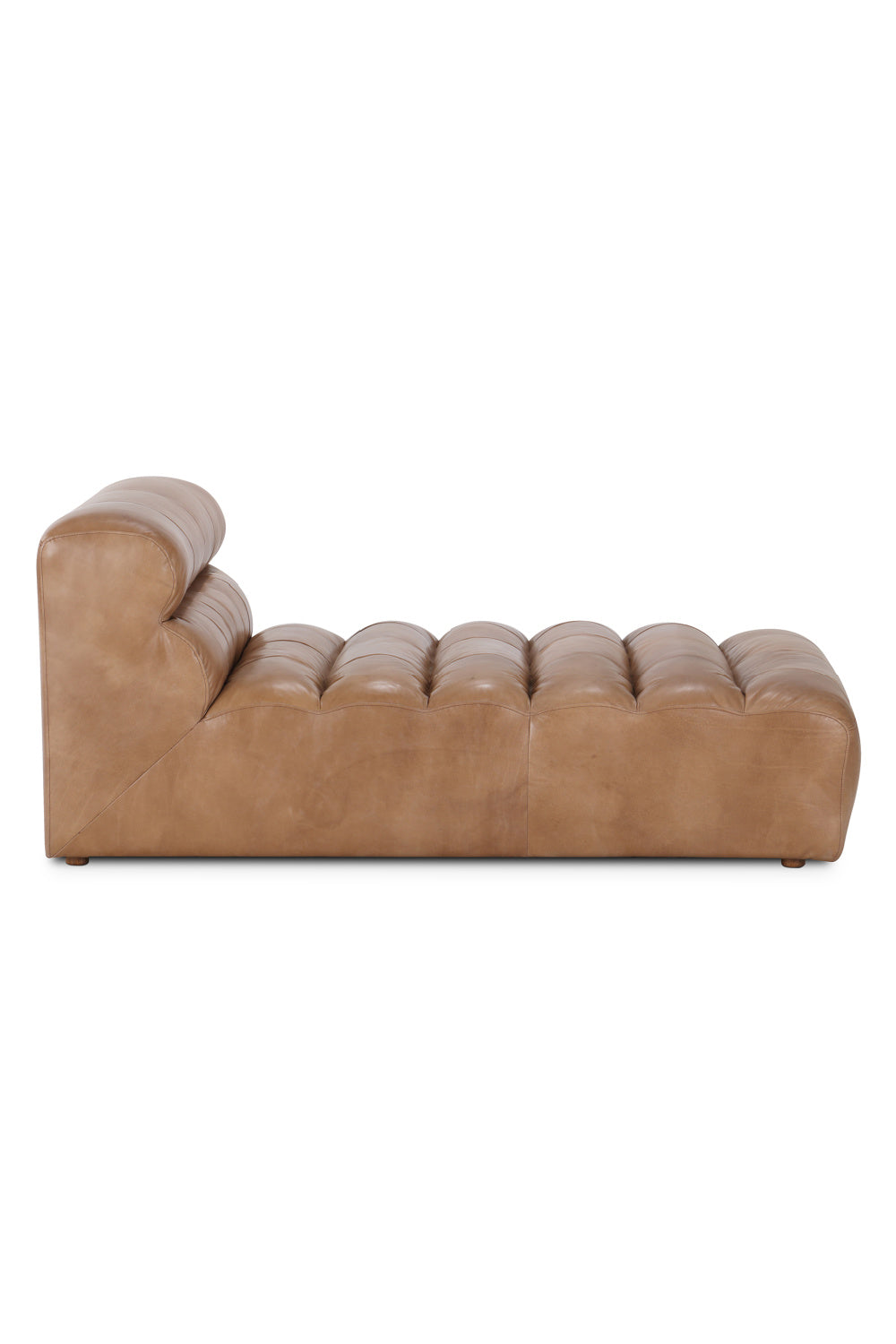 Ribbed Tan Leather Chaise Lounge | Novi Living Ramsay | Oroa.com