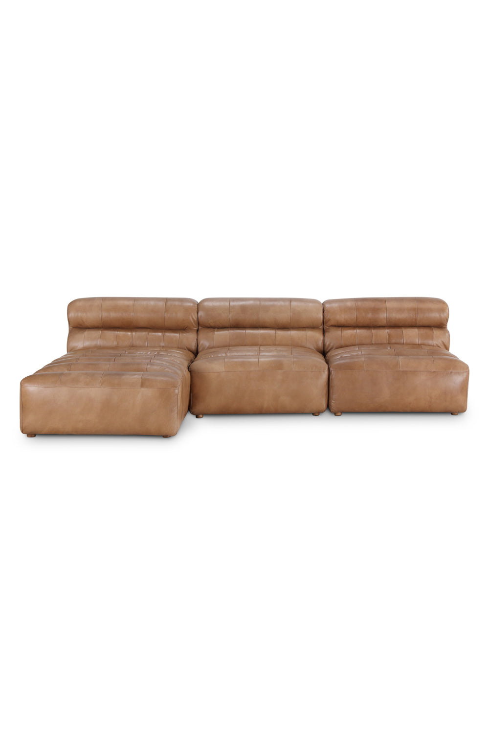 Ribbed Tan Leather Sectional Sofa | Novi Living Ramsay | Oroa.com