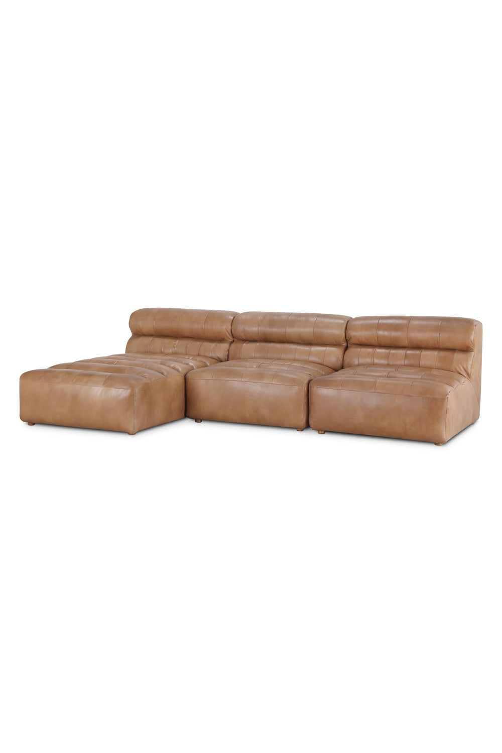 Ribbed Tan Leather Sectional Sofa | Novi Living Ramsay | Oroa.com