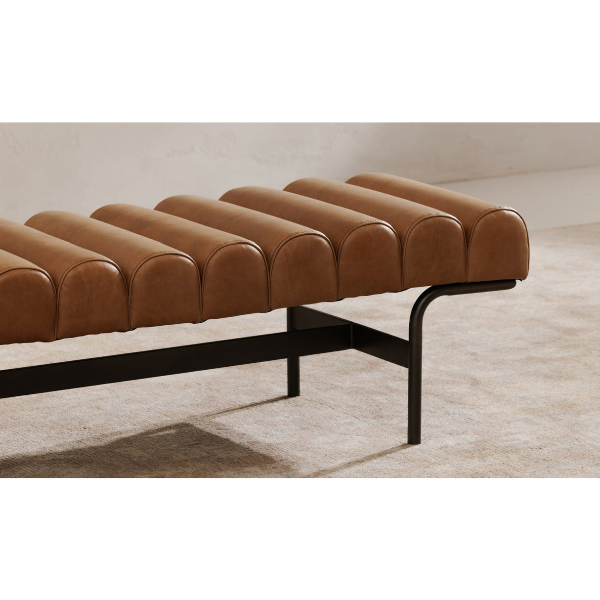 Modern European furniture - Channeled Leather Bench - www.oroa.com