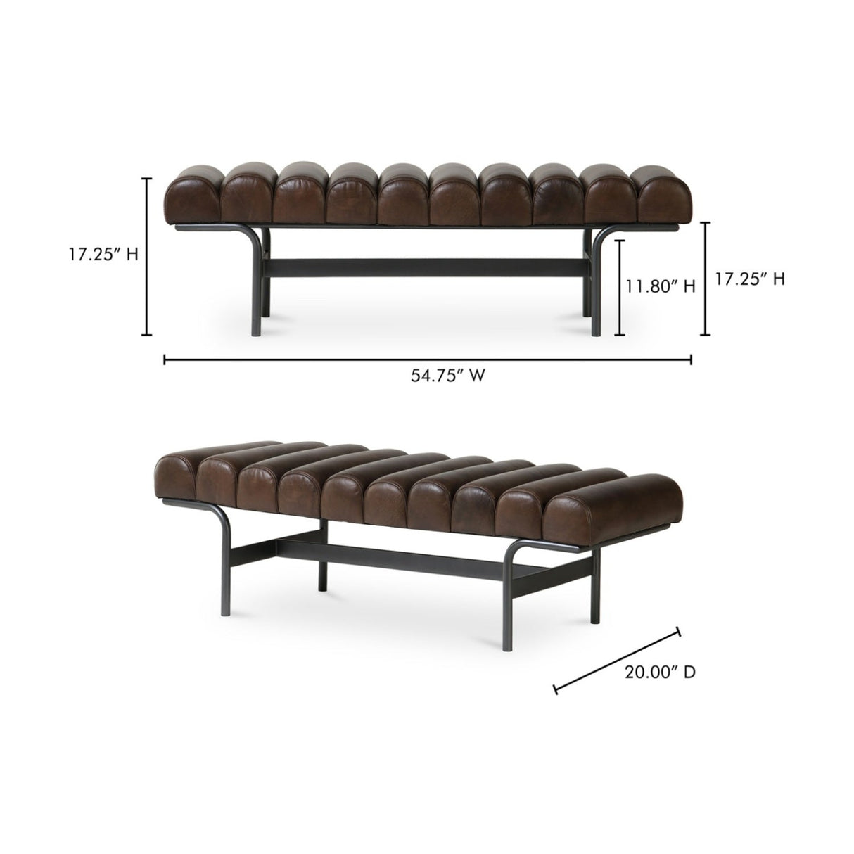 Modern European furniture - Channeled Leather Bench - www.oroa.com