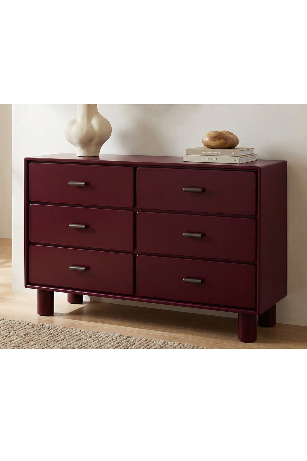 Modern European furniture - Red Wooden 6-Drawer Dresser - www.oroa.com