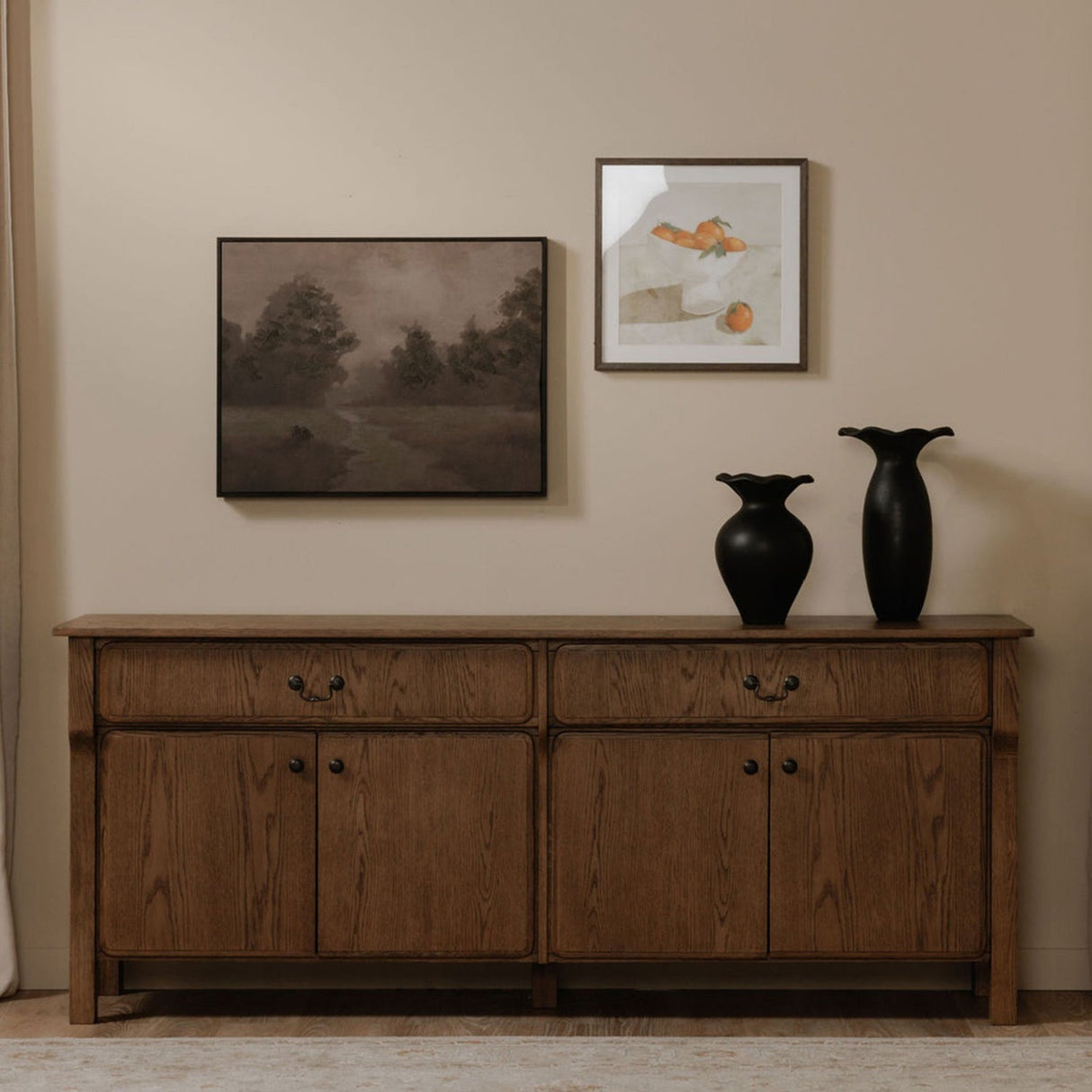 Modern European furniture - Brown Oak 2-Drawer 4-Door Sideboard - www.oroa.com