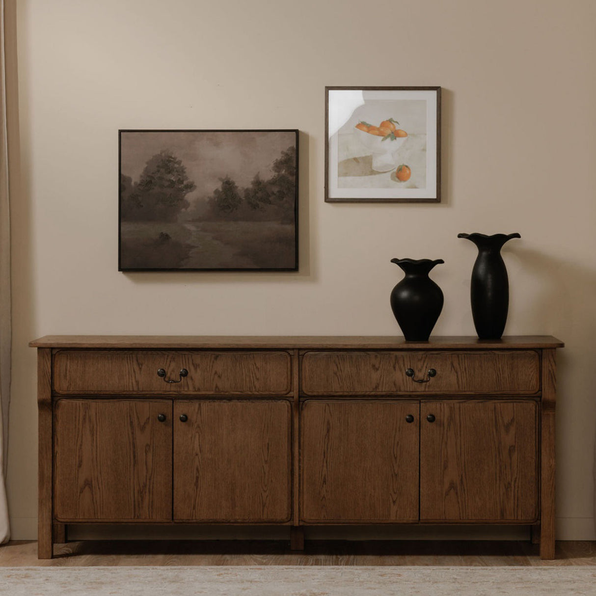 Modern European furniture - Brown Oak 2-Drawer 4-Door Sideboard - www.oroa.com | Oroa.com