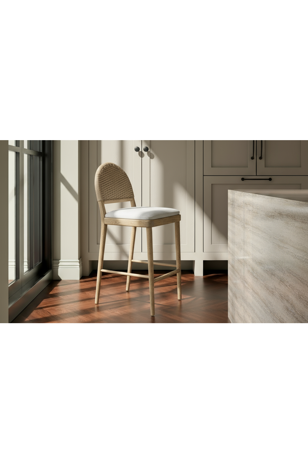 Modern European furniture - Handwoven Back Counter Stool - www.oroa.com
