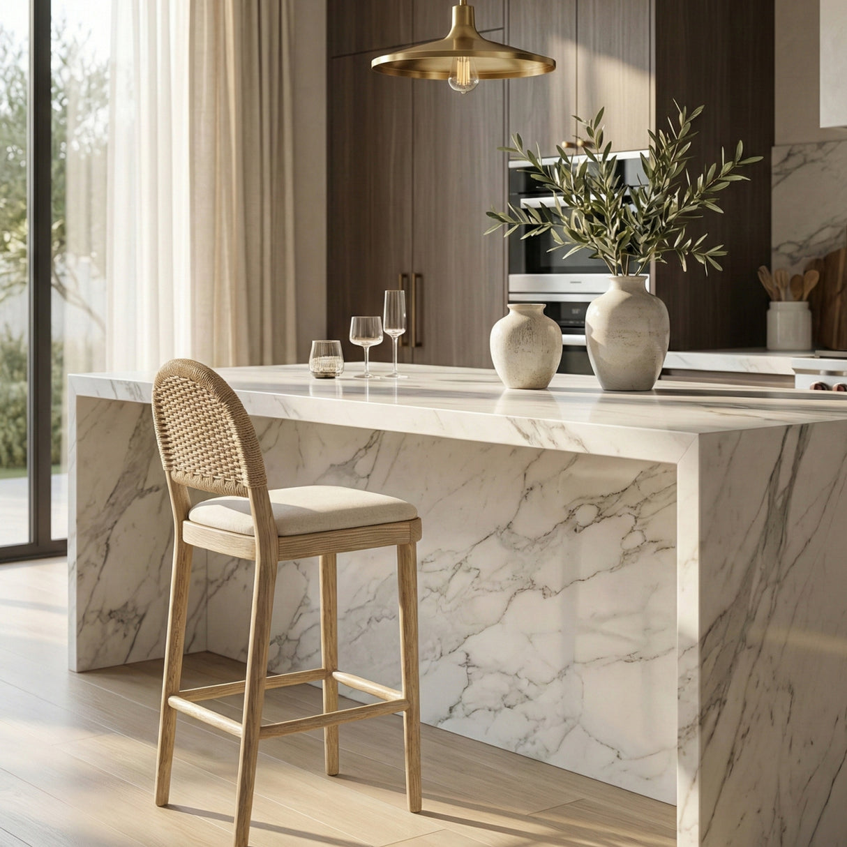 Handwoven Back Counter Stool | Novi Living Claire | Oroa.com