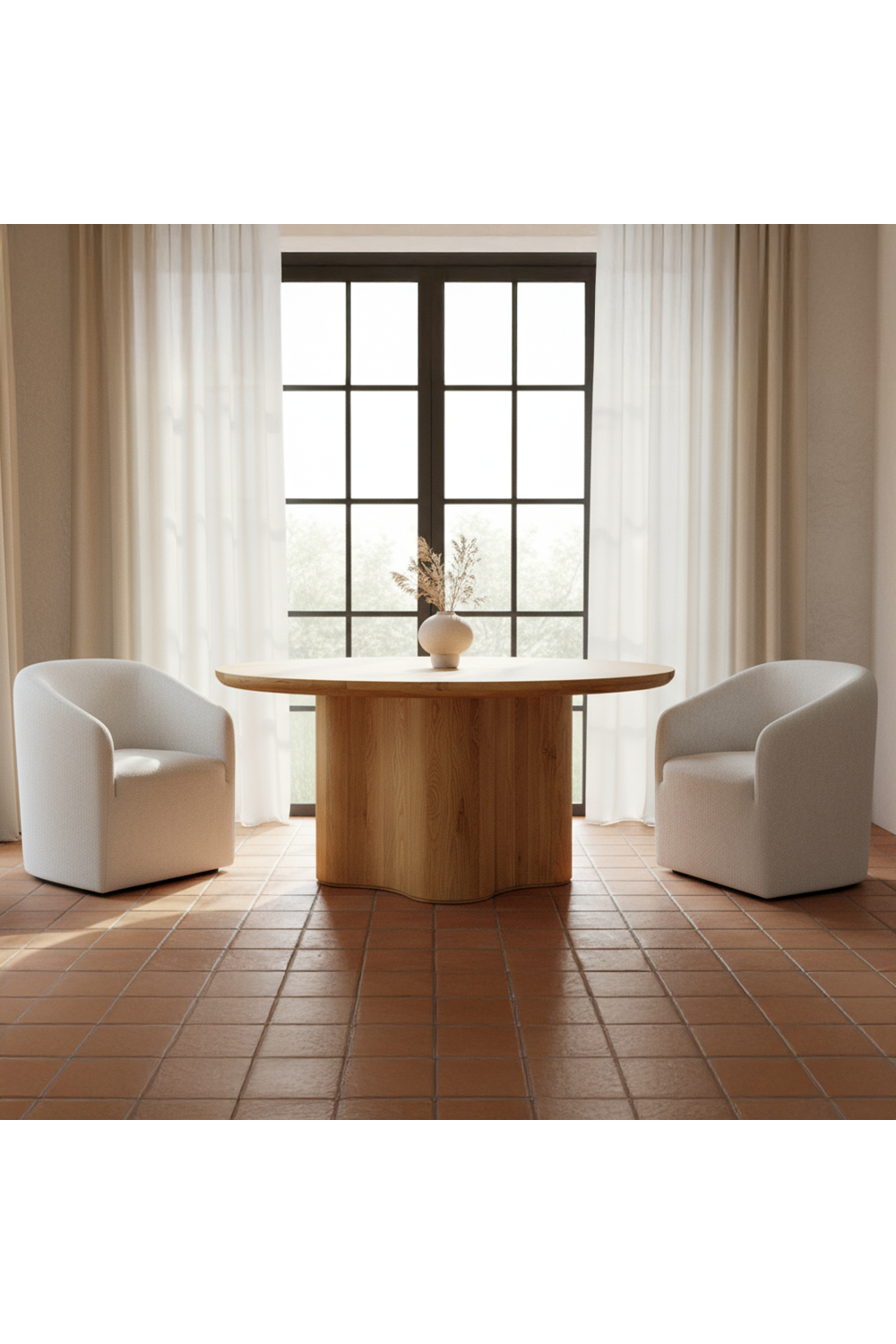 Modern European furniture - Natural Oak Veneer Dining Table - www.oroa.com