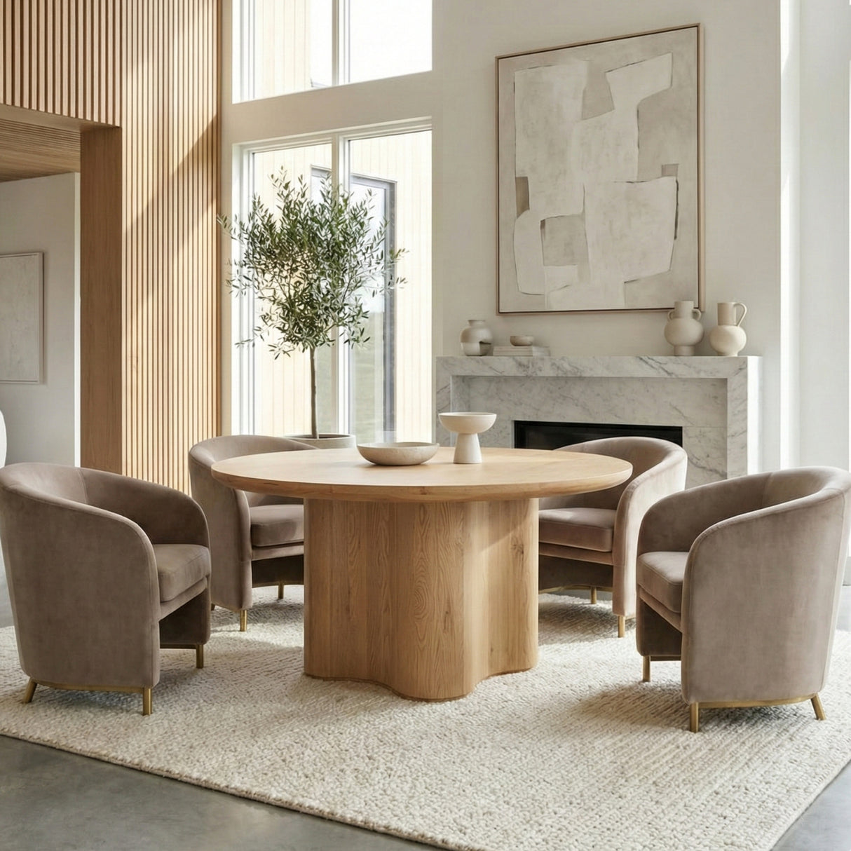 Modern European furniture - Natural Oak Veneer Dining Table - www.oroa.com