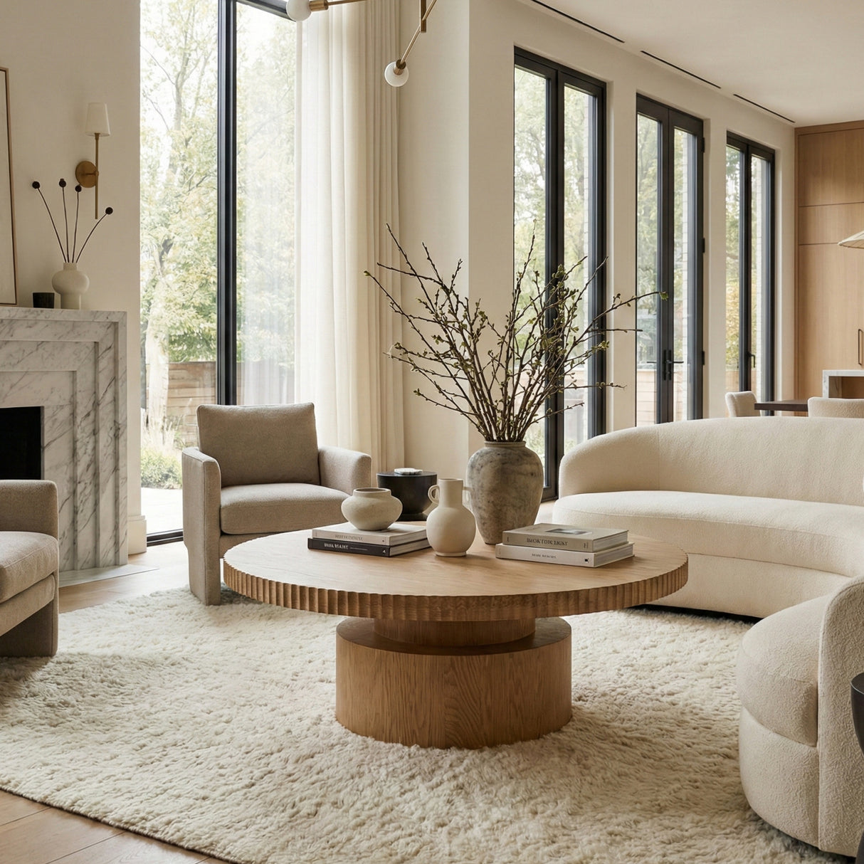 Modern European furniture - Fluted Round Oak Coffee Table - www.oroa.com