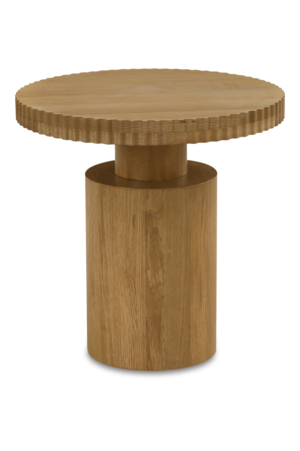 Modern European furniture - Fluted Round Oak Side Table - www.oroa.com