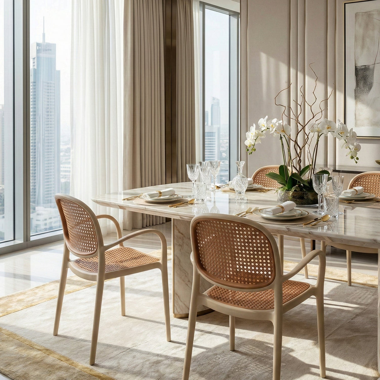 Modern European furniture - Woven Design Outdoor Dining Chairs (2) - www.oroa.com