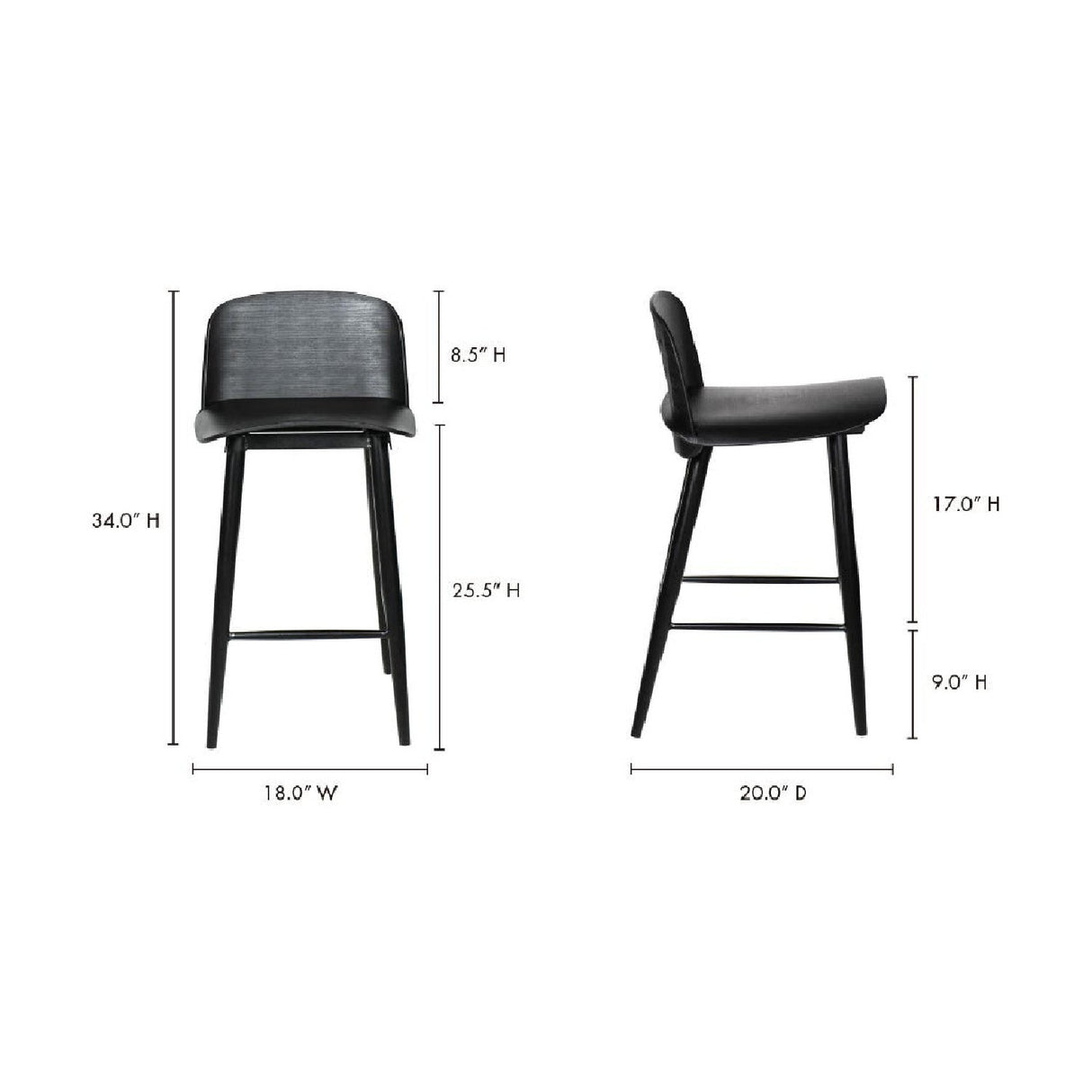 Modern European furniture - Black Indoor/Outdoor Counter Stools (2) - www.oroa.com