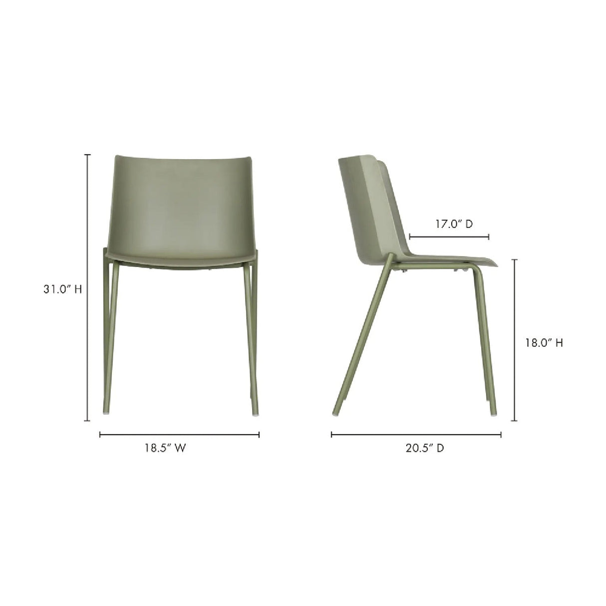 Modern European furniture - Green Outdoor Dining Chairs (2) - www.oroa.com
