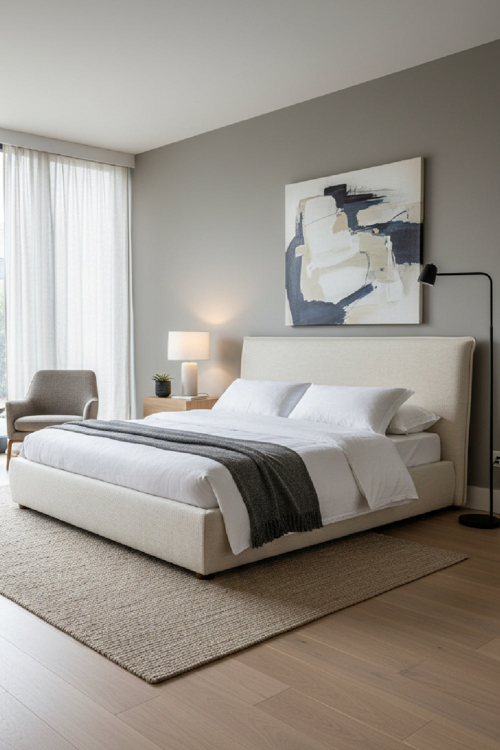 Modern European furniture - Beige Linen Blend Bed - www.oroa.com