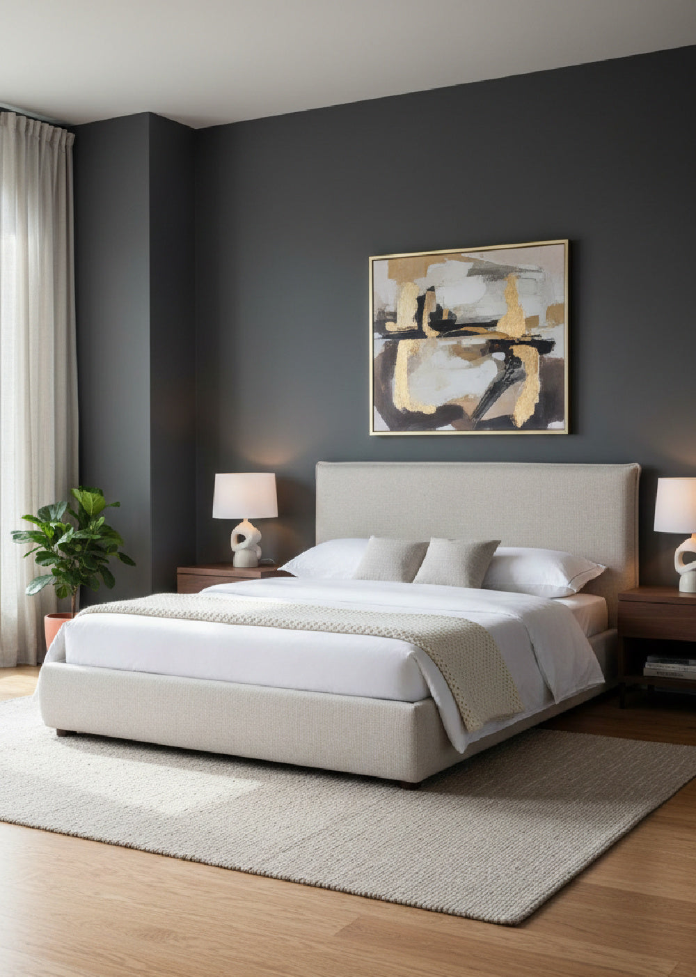 Modern European furniture - Gray Linen Blend Bed - www.oroa.com