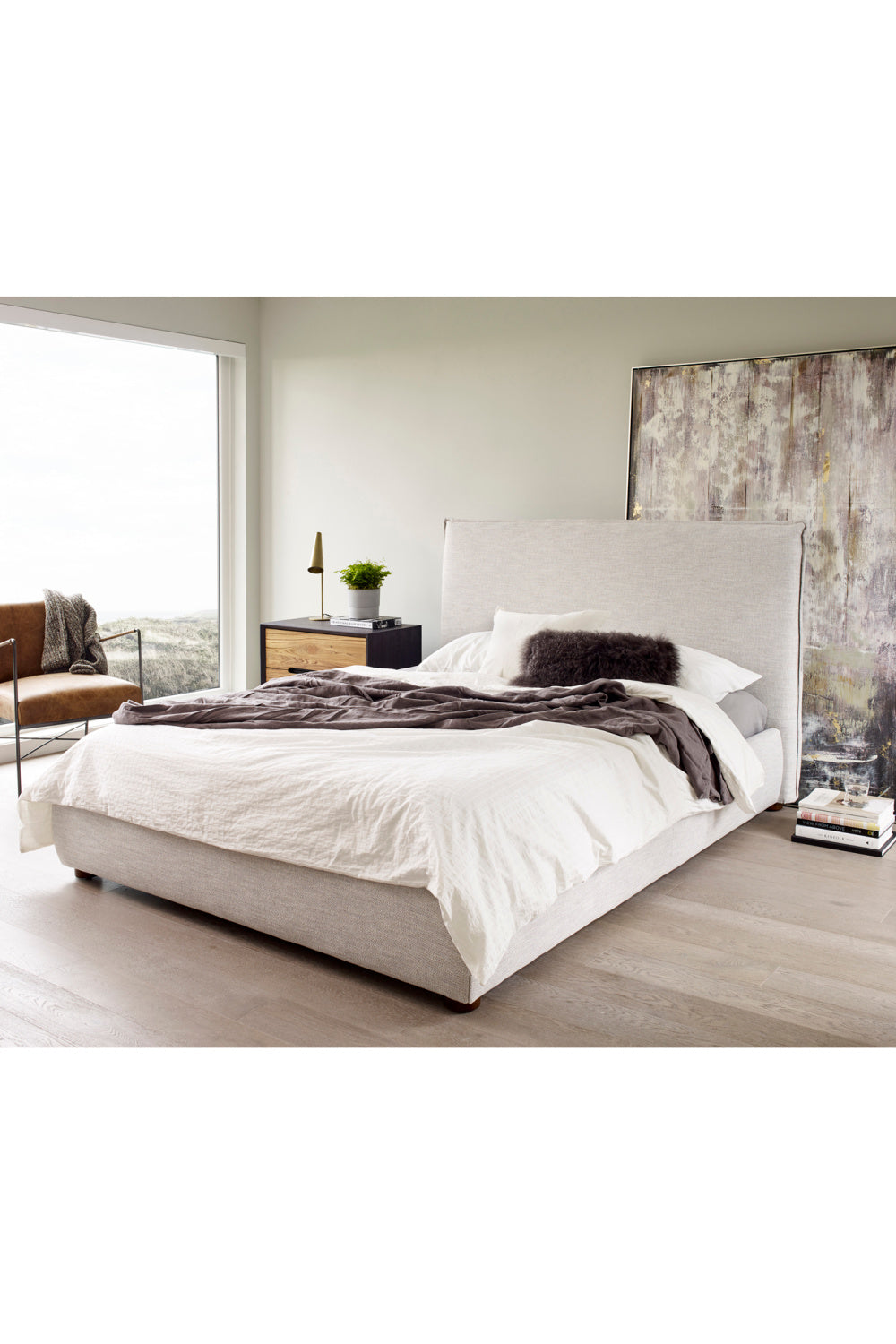 Modern European furniture - Gray Linen Blend Bed - www.oroa.com