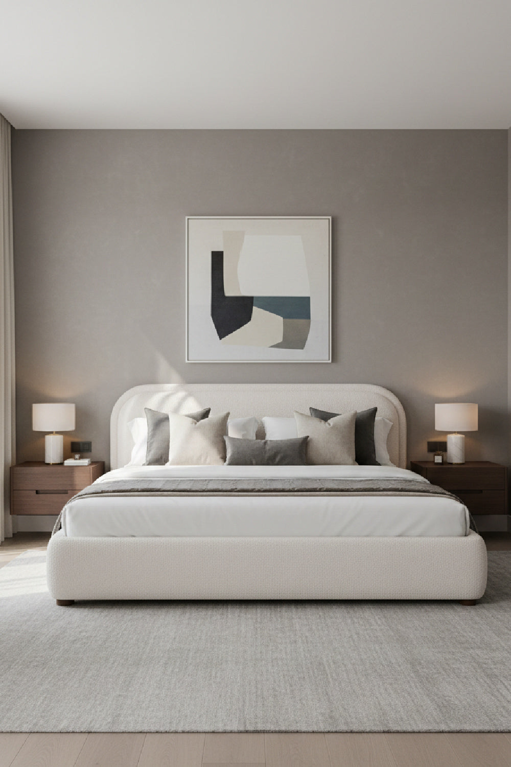 Modern European furniture - Cream Velvet King Bed - www.oroa.com