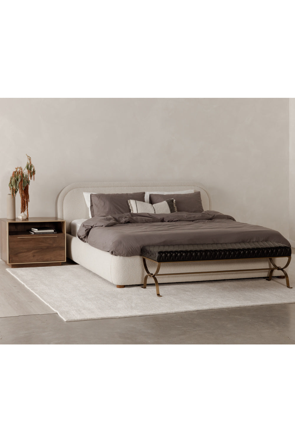 Modern European furniture - Cream Velvet King Bed - www.oroa.com