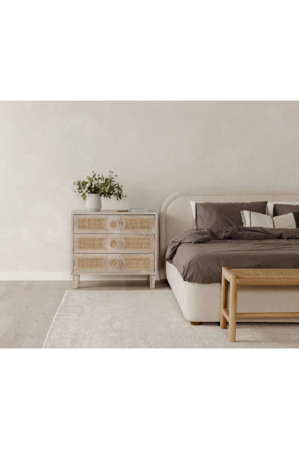 Modern European furniture - Cream Velvet King Bed - www.oroa.com