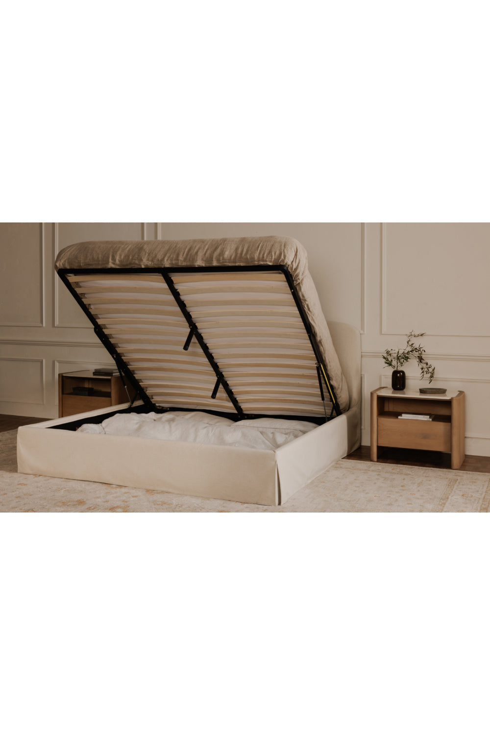 Modern European furniture - Cream Storage Bed - www.oroa.com