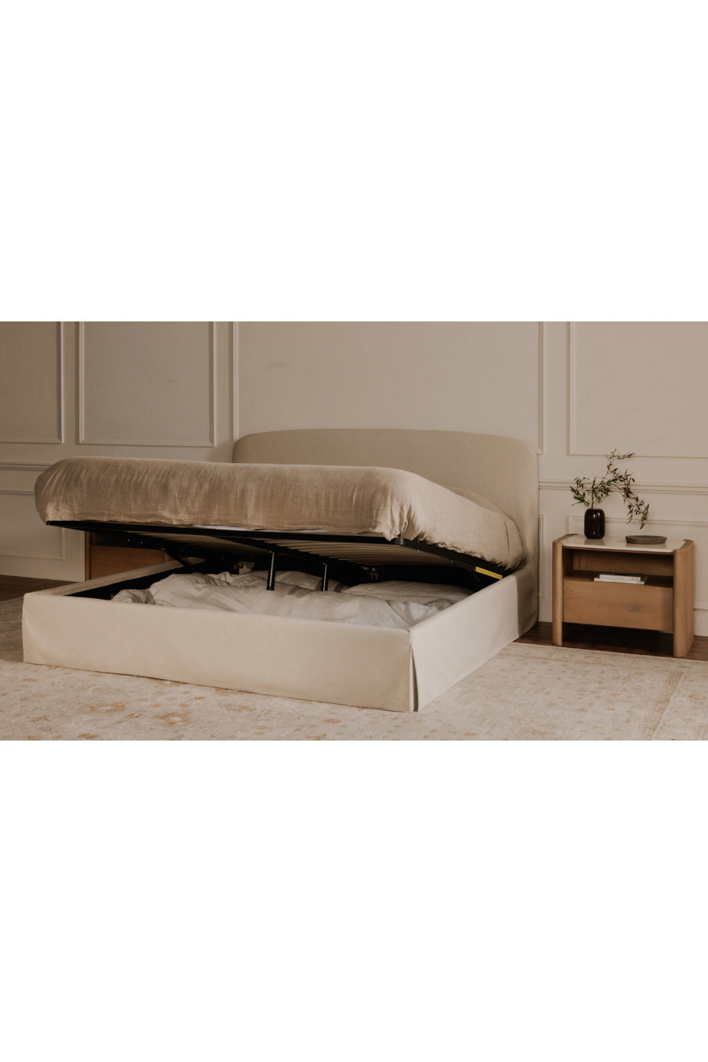 Modern European furniture - Cream Storage Bed - www.oroa.com