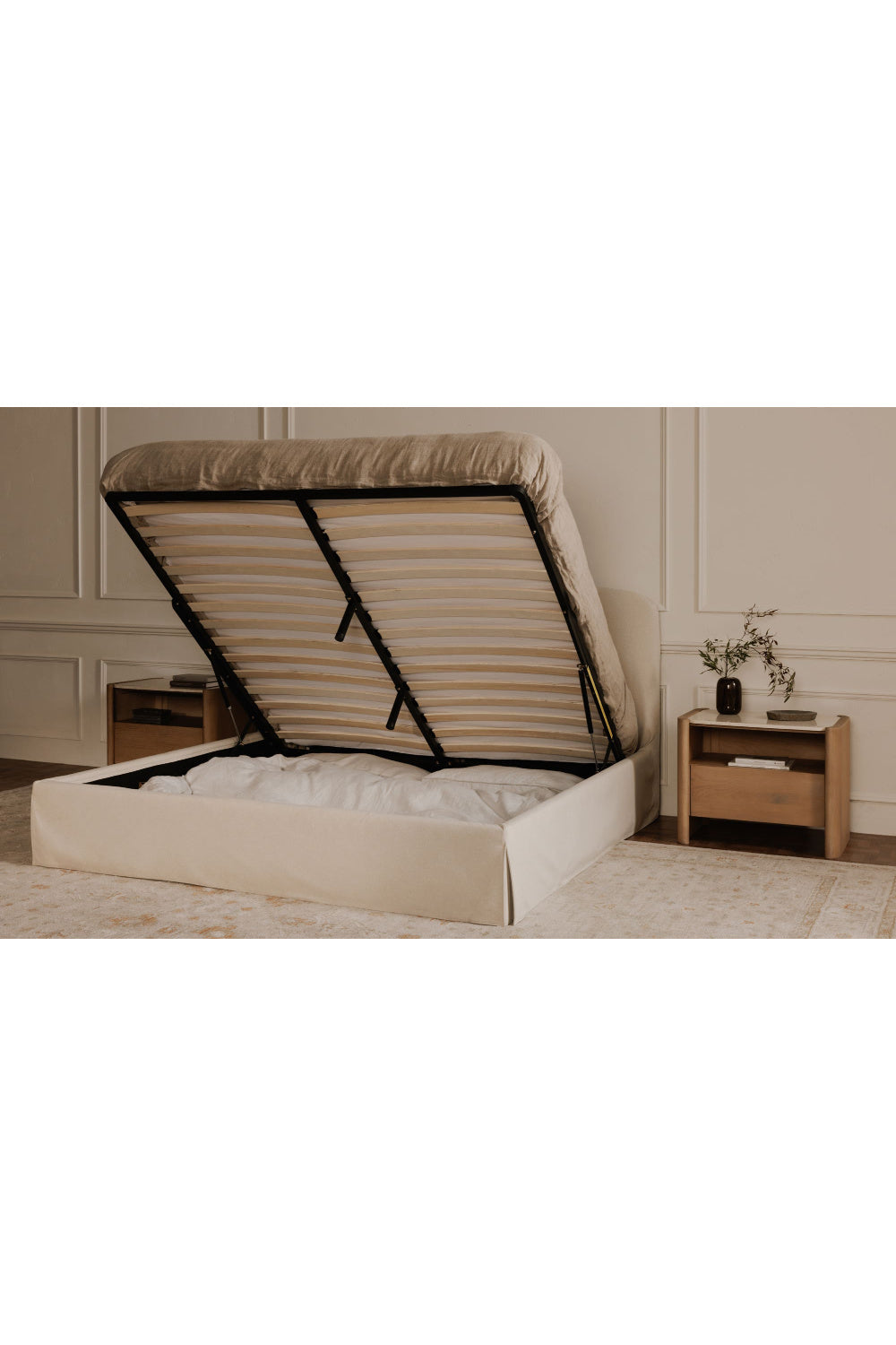 Modern European furniture - Cream Storage Bed - www.oroa.com
