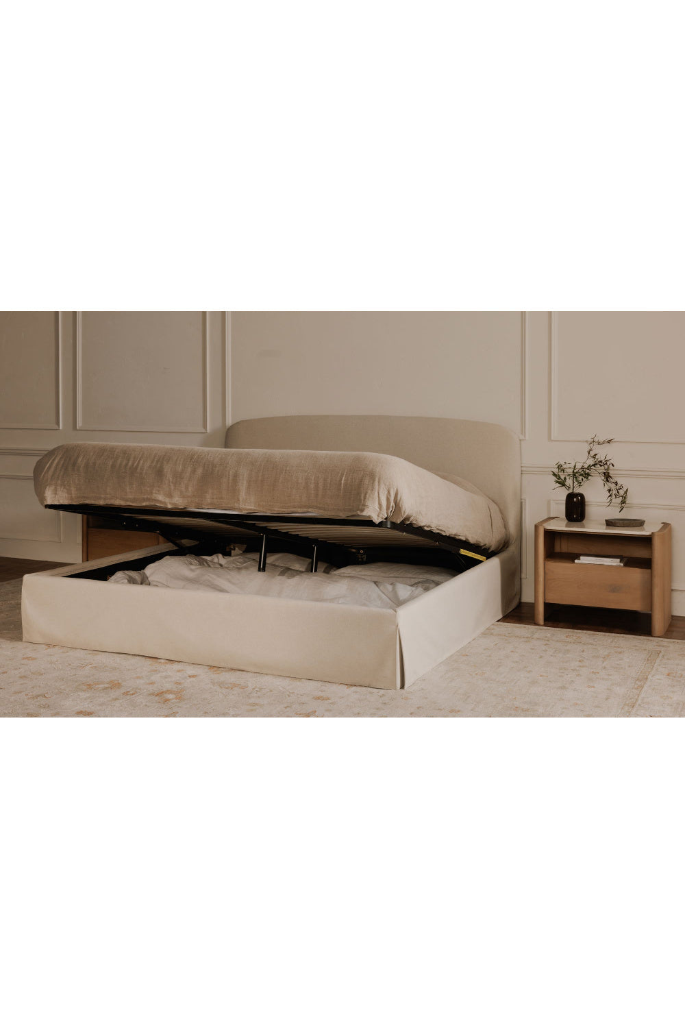Modern European furniture - Cream Storage Bed - www.oroa.com