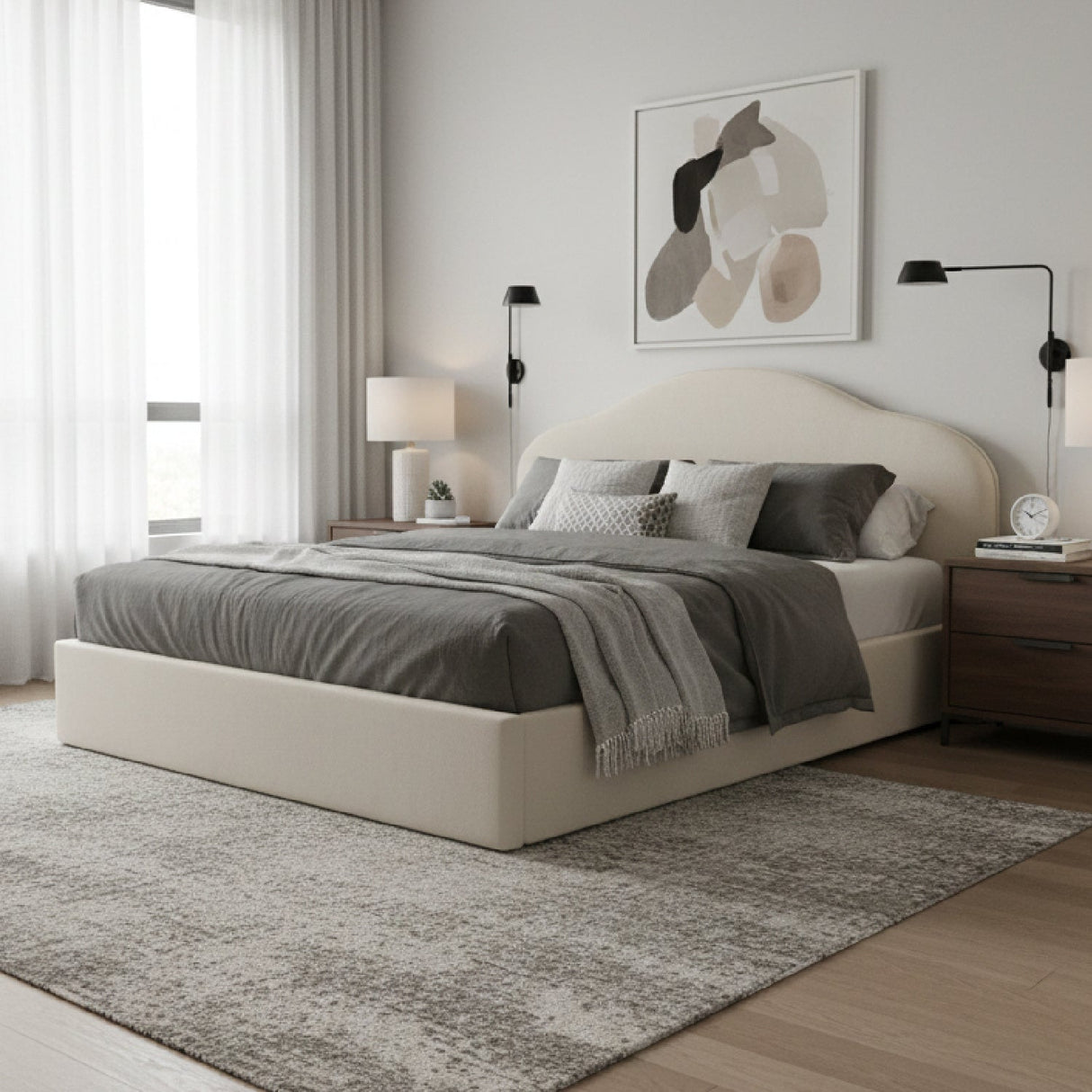 Modern European furniture - Arched Headboard Storage Bed - www.oroa.com